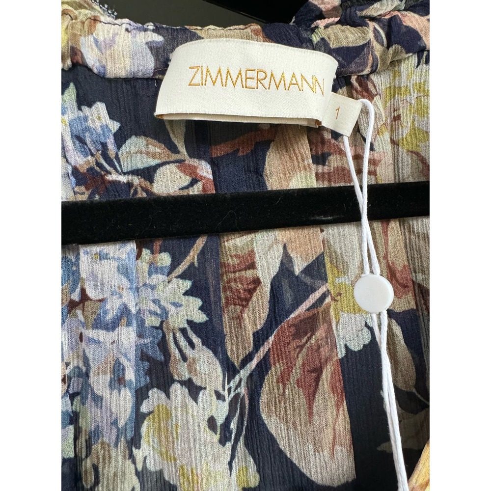 NWT Zimmermann Sabotage Ruffle Midi Dress Wisteria Midnight Size 1 (US 6) - Picture 14 of 16